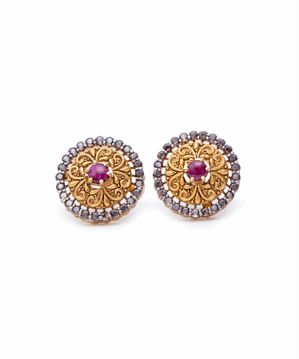 Pink stone round Earrings
